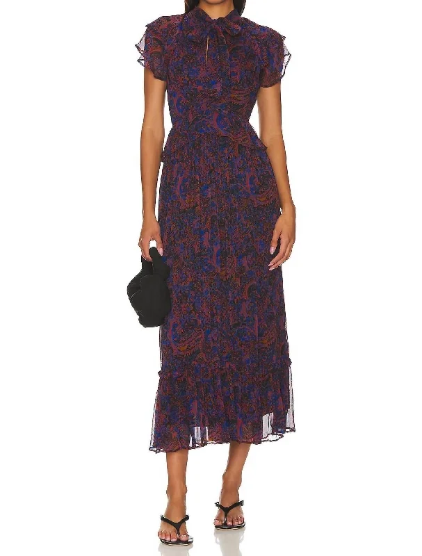 Nicolette Ankle Dress In Retrograde Paisley Party unclassified dresses