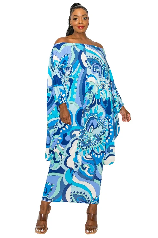 Paisley Dreams Off-Shoulder Kaftan Dress Knitted unclassified dresses