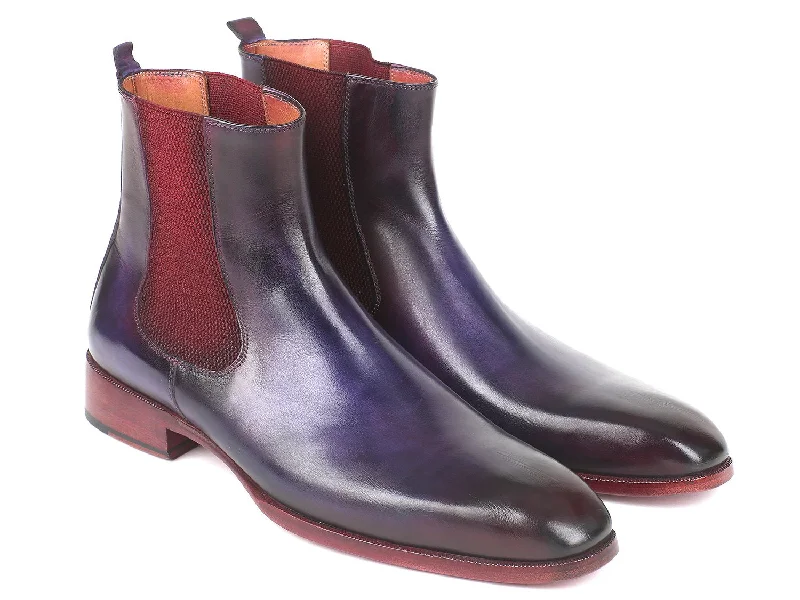 Paul Parkman Navy & Purple Chelsea Boots (ID#BT552PUR) Sleeveless unclassified dresses