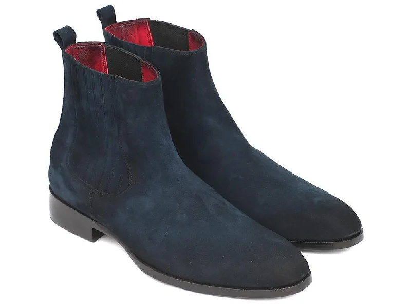 Paul Parkman Navy Suede Chelsea Boots (ID#SD875NVY) Unique unclassified dresses