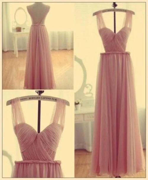 Pink Corset Bridesmaid Gown Backless Chiffon Simple Corset Bridesmaid Dress, Straps Corset Prom Dress outfits Long unclassified dresses