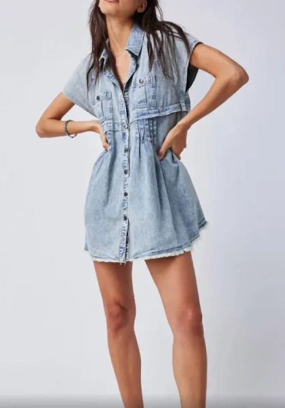 Ronnie Mini Dress In Denim Lace Detail Mini Skirt