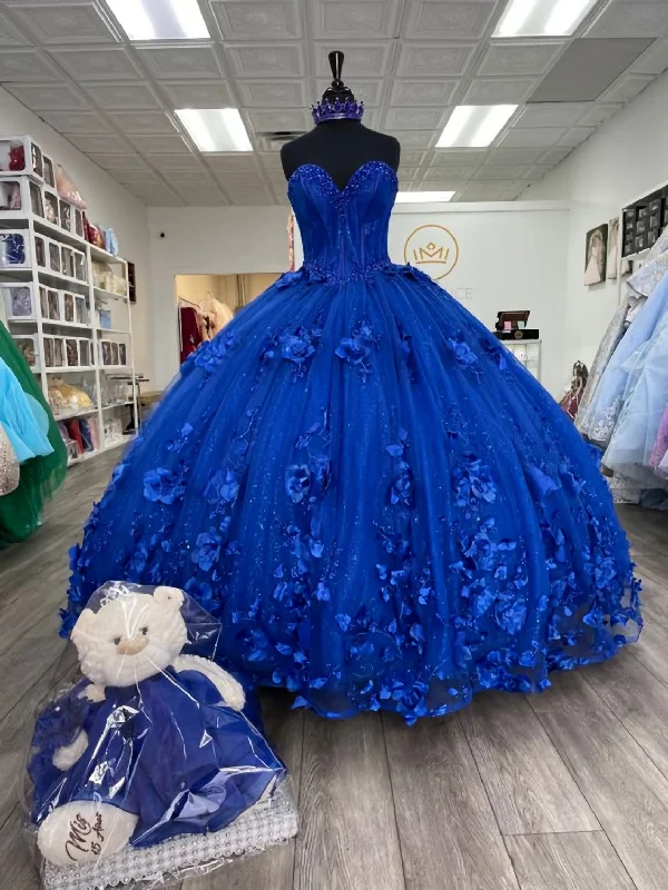 Royal Blue Quinceanera Dress Corset Ball Gown With Appliques Flowers Princess Sweet 16 Dresses outfit High-end unclassified dresses