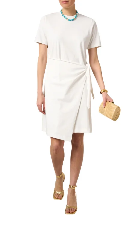 Side Tie Dress In Off-White Denim unclassified dresses