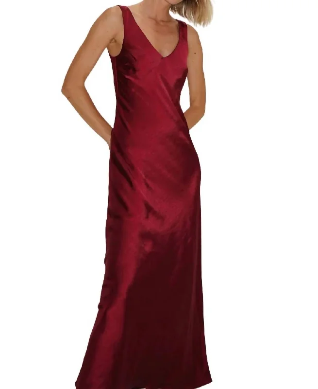 Silky V-Neck Dress In Lambrusco Designer unclassified dresses