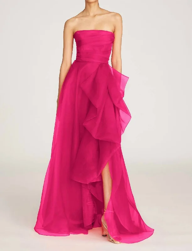 Teresa Strapless Draped Gown In Zinnia Gothic unclassified dresses