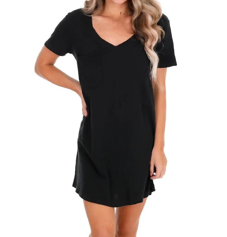 The Pocket Tee Dress In Black Ruched unclassified dresses