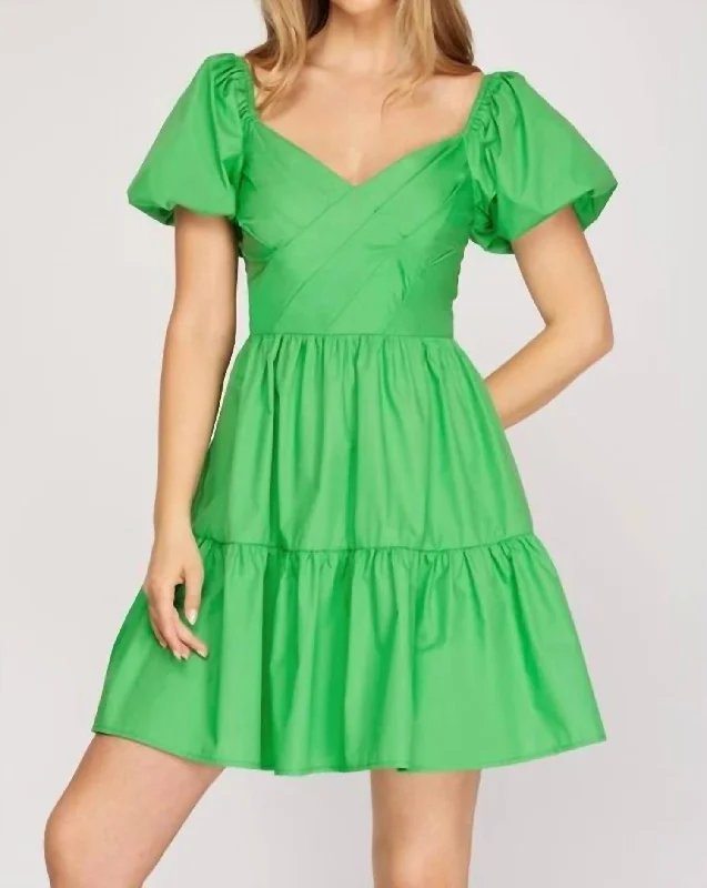 V Neck Dress In Green Wrap unclassified dresses