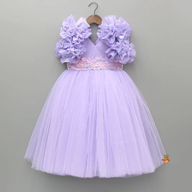 V Neck Ruffle Enhanced Lavender Fancy Gown Boho unclassified dresses