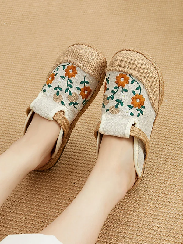 Women Summer Ethnic Flower Embroidery Slippers CC050 Long unclassified dresses