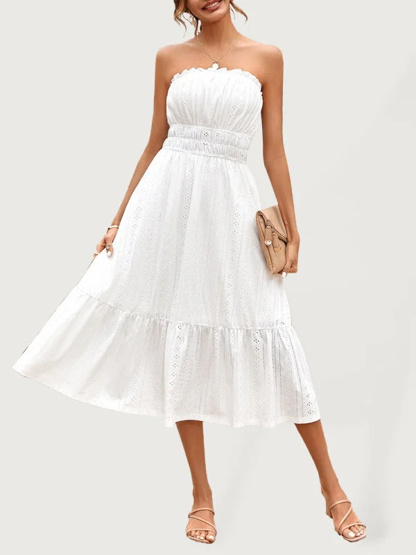 White casual A-line corset waist dress Summer unclassified dresses