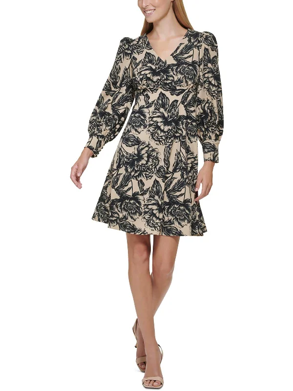 Womens Printed Polyester Fit & Flare Dress Vintage unclassified dresses